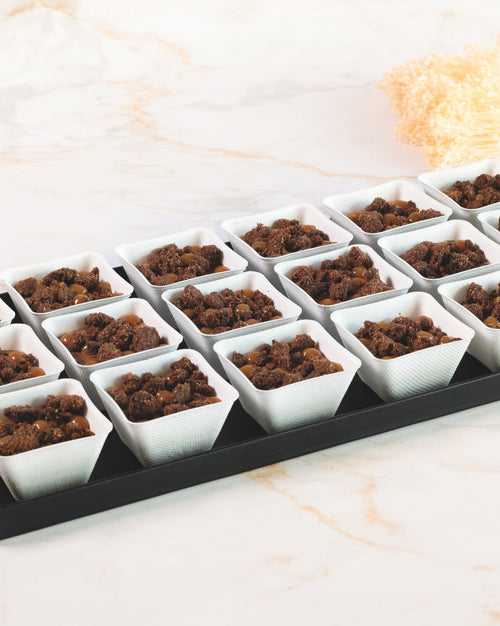 Chocolate mousse verrine platter, prepared by C-Gastronomie in Abu Dhabi