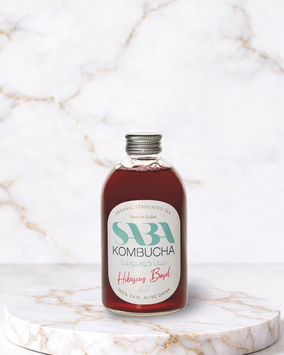 Saba kombucha hibiscus and basil 50 cl, available from C-Gastronomie in Abu Dhabi