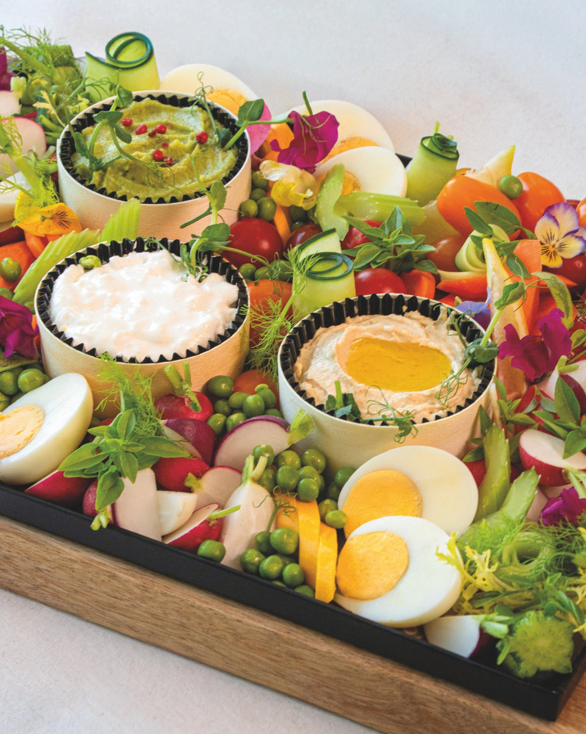 Vegetables and dips platter, prepared by C-Gastronomie in Abu Dhabi