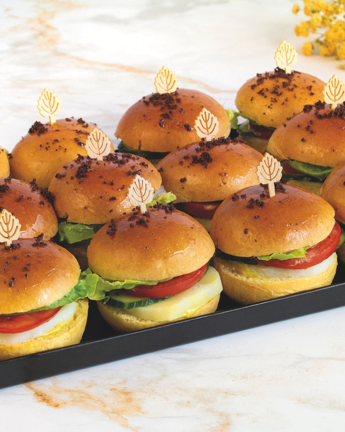 Vegetarian buns platter, prepared by C-Gastronomie in Abu Dhabi